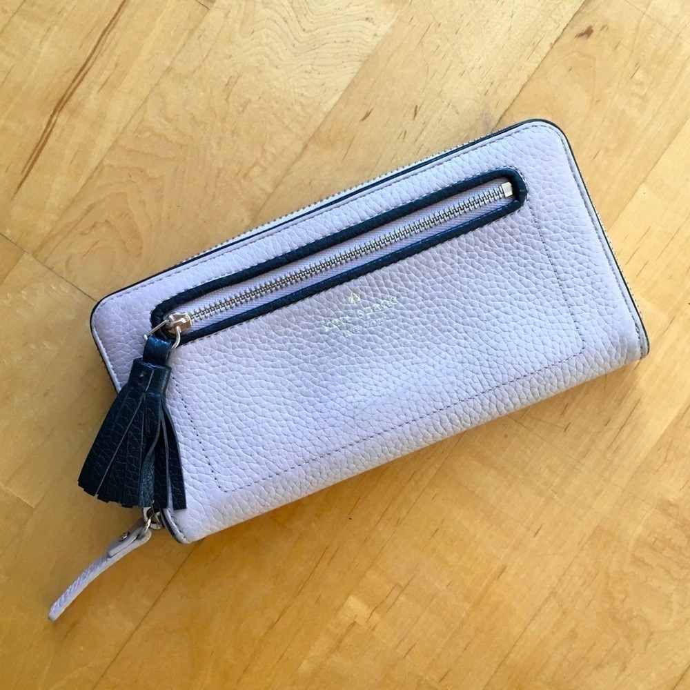 Kate Spade Wallet Zip Around Cream Beige Black